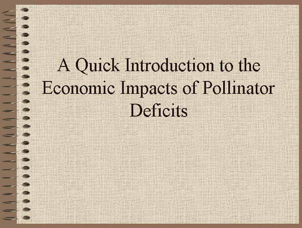 A quick introduction to the Economic Impacts of Pollinator Deficits